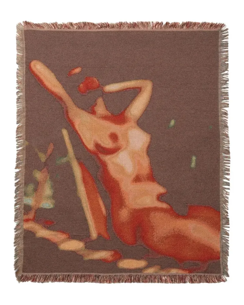 Carne Bollente Hot to the Touch fringed blanket - Braun Braun
