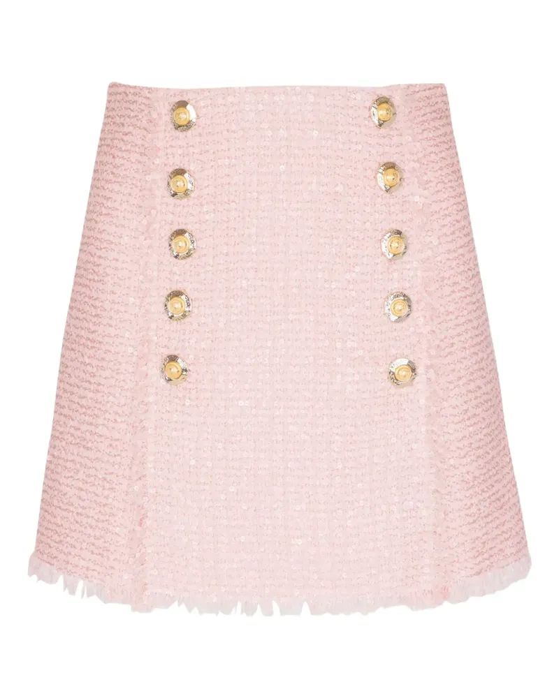 Balmain Tweed-Rock mit Pailletten - Rosa Rosa