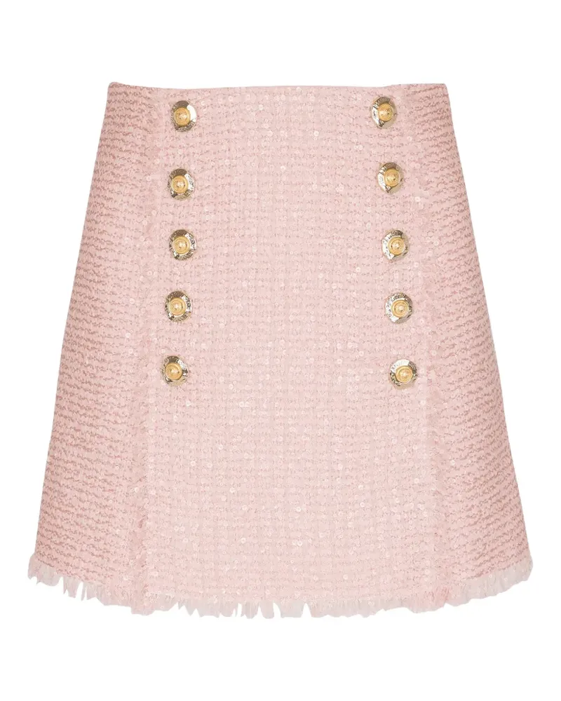 Balmain Tweed-Rock mit Pailletten - Rosa Rosa