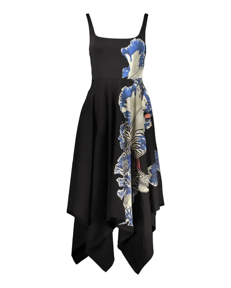 Desigual x Christian Lacroix floral-print handkerchief-hem midi dress - Schwarz Schwarz