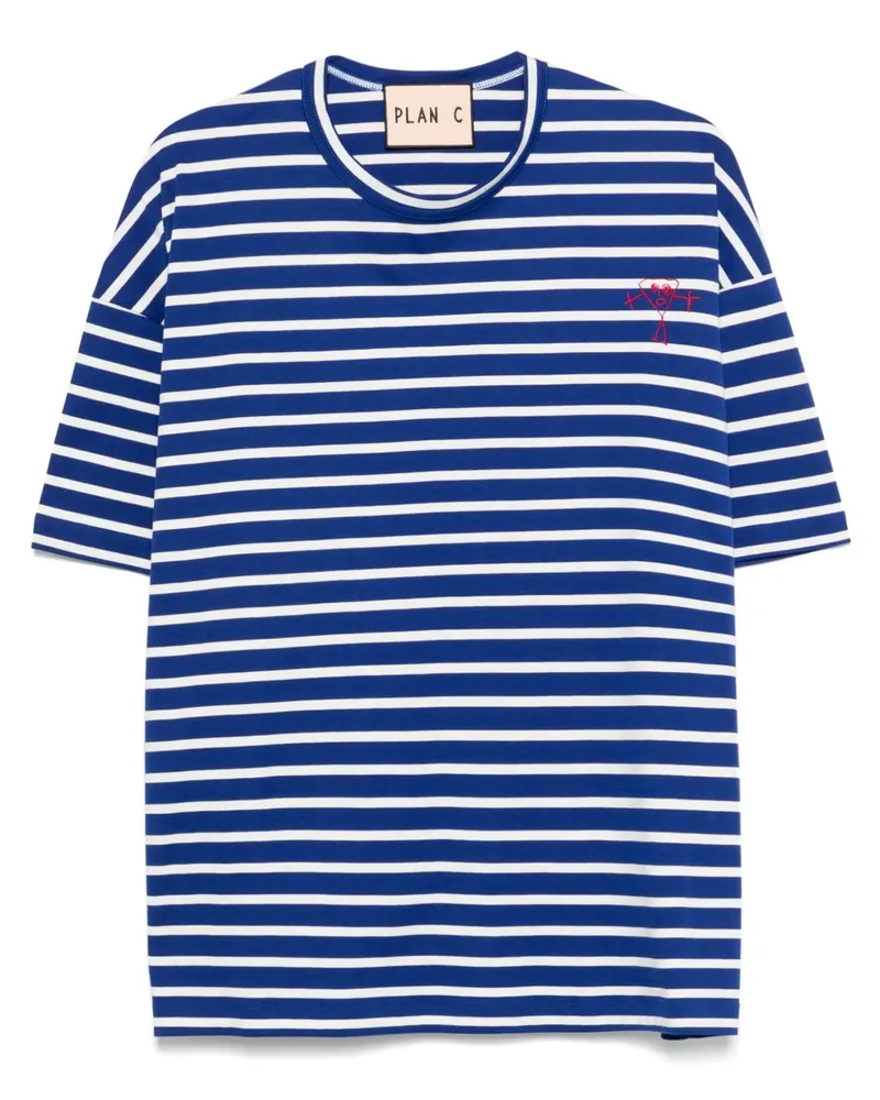 PLAN C Gestreiftes T-Shirt - Blau Blau