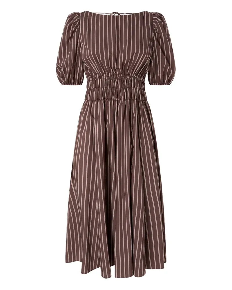 Pinko Gestreiftes Puffärmel-Kleid - Braun Braun