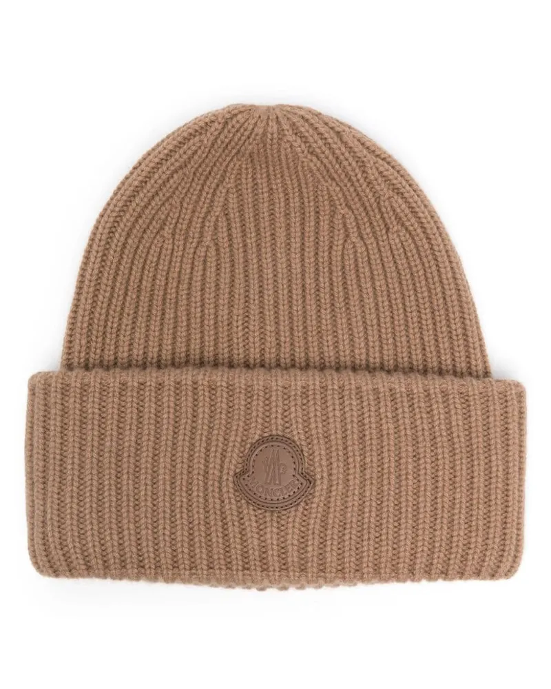 Moncler Beanie mit Logo-Applikation - Braun Braun