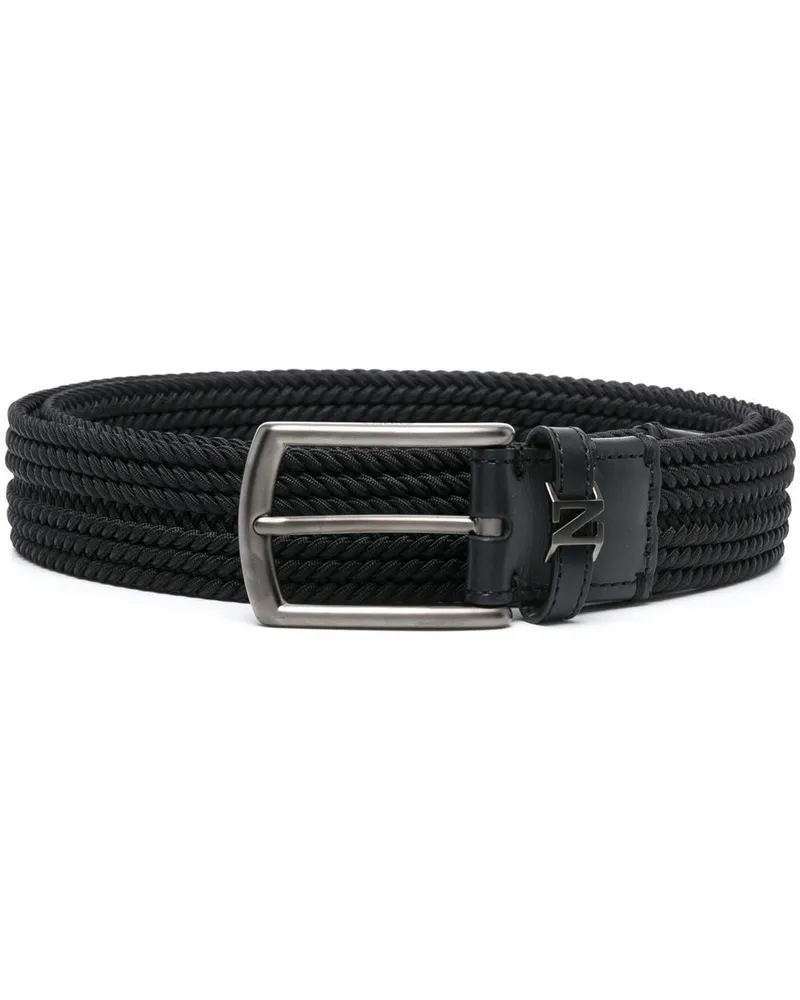 Ermenegildo Zegna Gewebter Triple Stitch Gürtel - Schwarz Schwarz