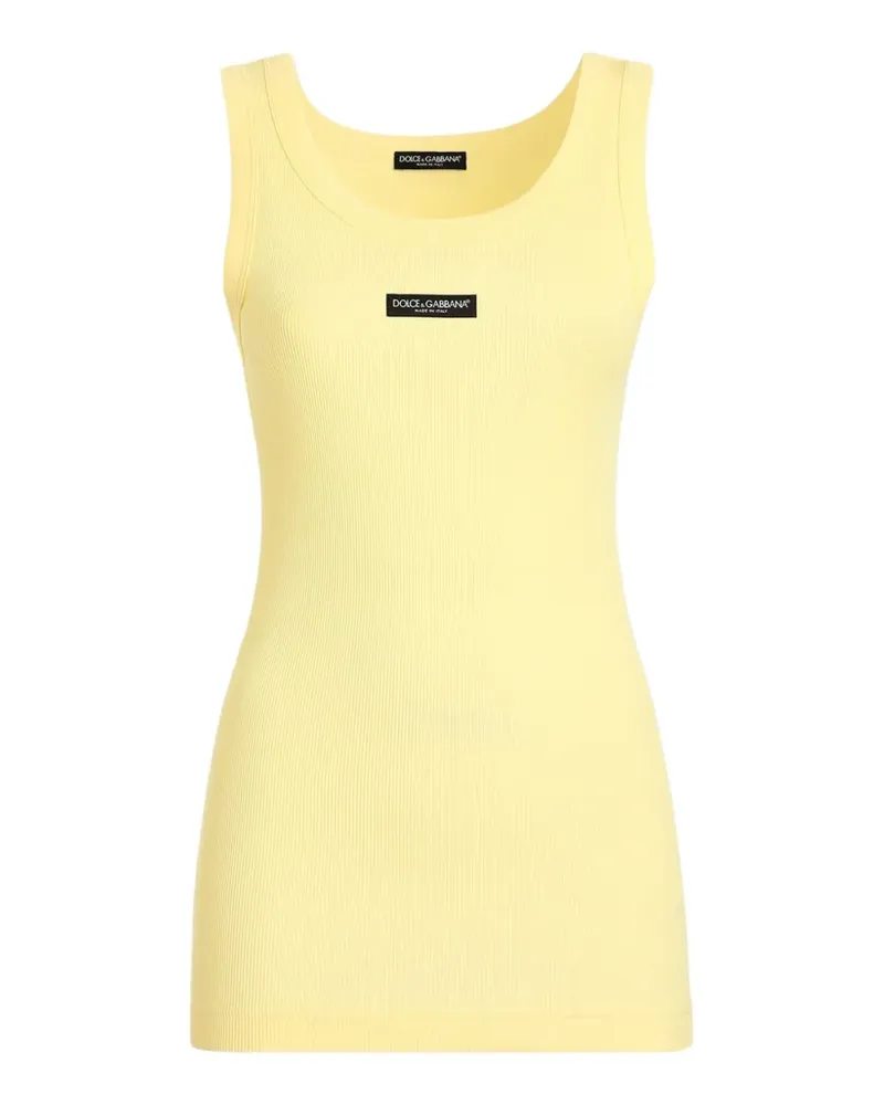Dolce & Gabbana Trikot-Tanktop aus geripptem Jersey mit Logo - Gelb Gelb