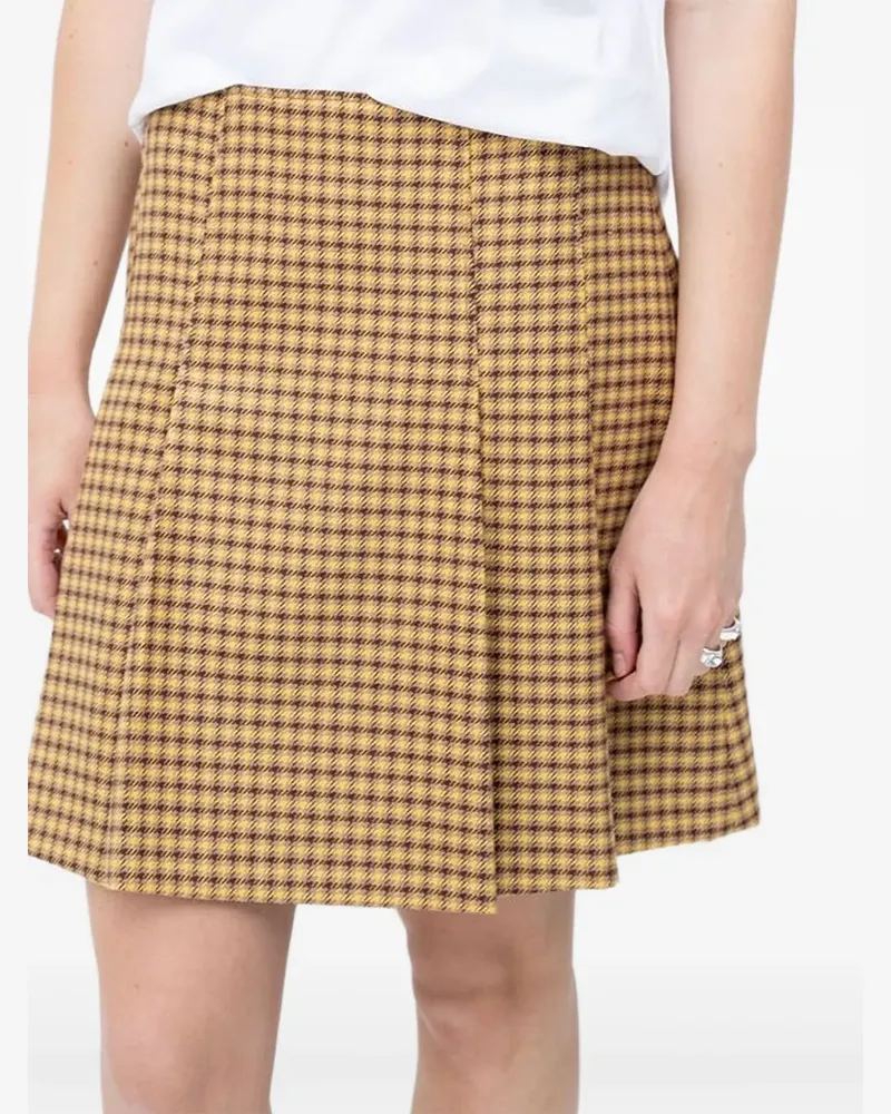 HUGO BOSS plaid pleated mini skirt - Gelb Gelb
