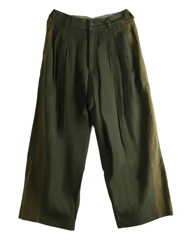 Ziggy Chen wool blend wide-leg trousers - Grün Grün