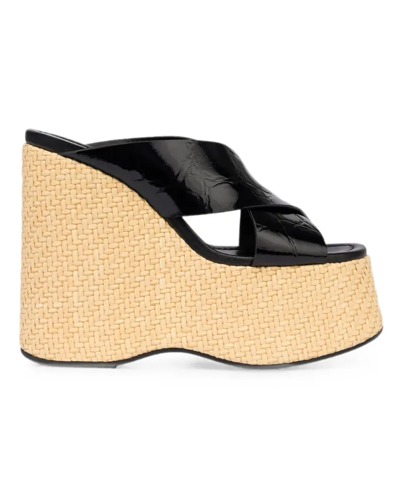 Paris Texas Mara crocodile-effect wedge sandals - Schwarz Schwarz