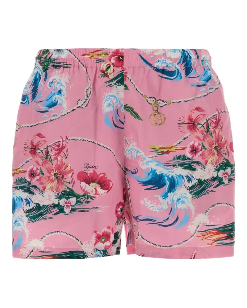 Gucci Badeshorts mit Blumenprint - Rosa Rosa