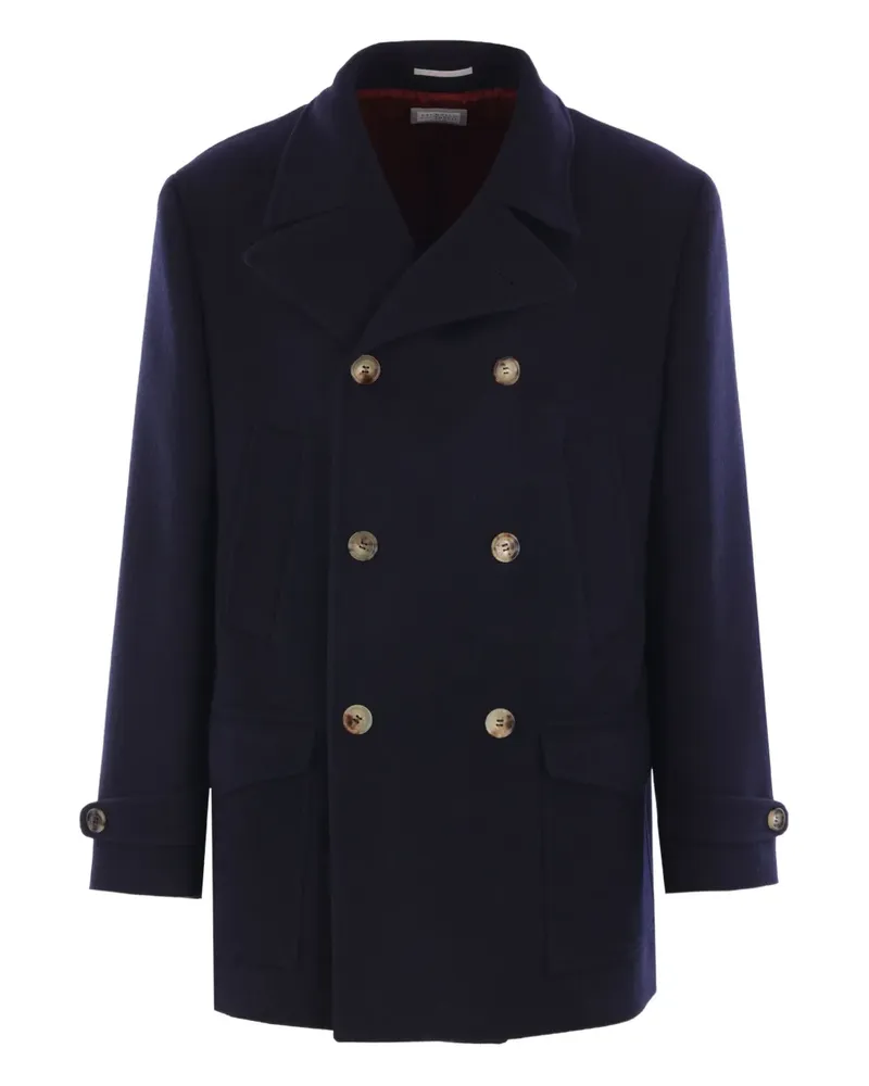 Brunello Cucinelli Doppelreihiger Mantel - Blau Blau