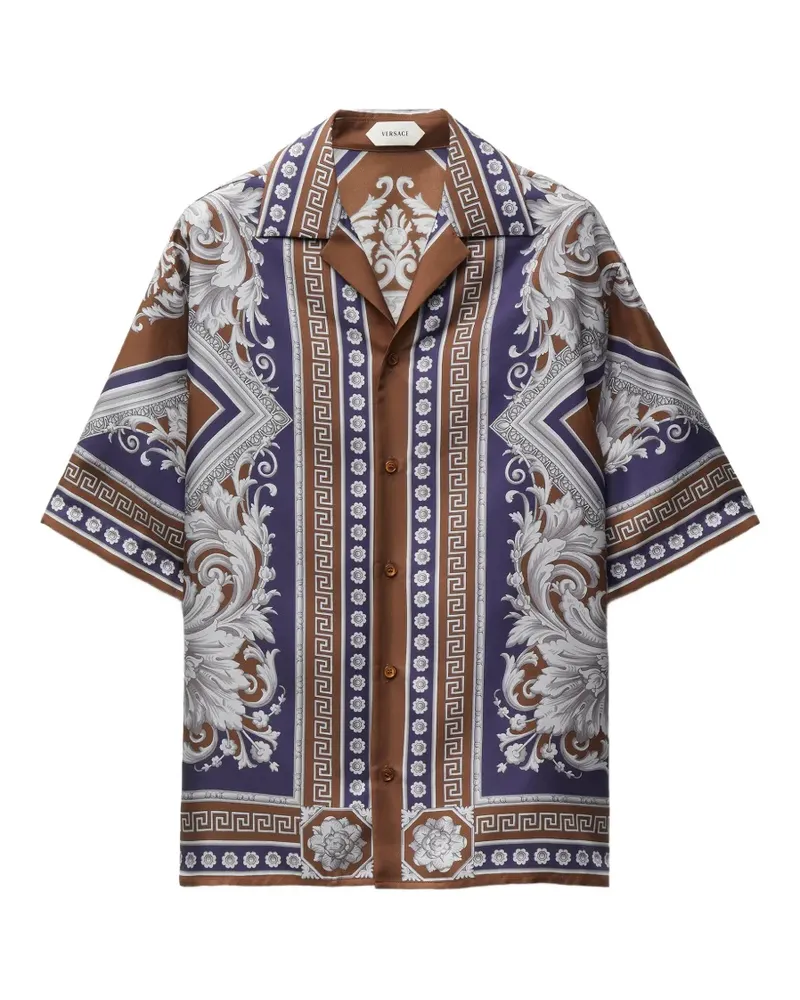 Versace Seidentwill-Hemd mit Print - Braun Braun