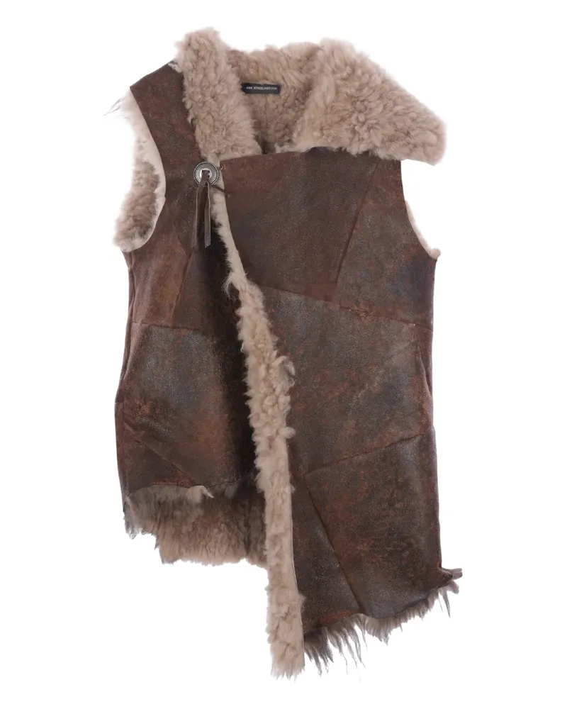 Ann Demeulemeester Lederweste mit Shearling-Einsatz - Braun Braun