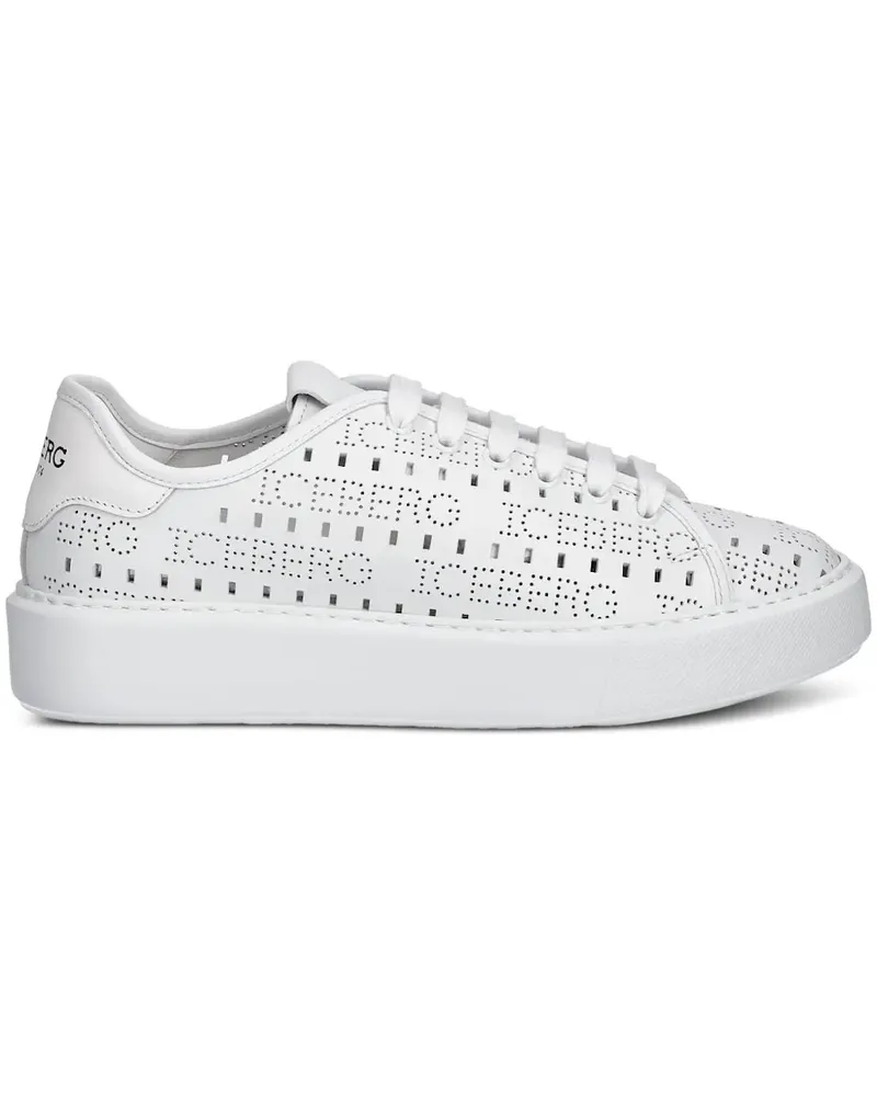 Iceberg Bozeman Sneakers mit perforiertem Logo - Weiß Weiß