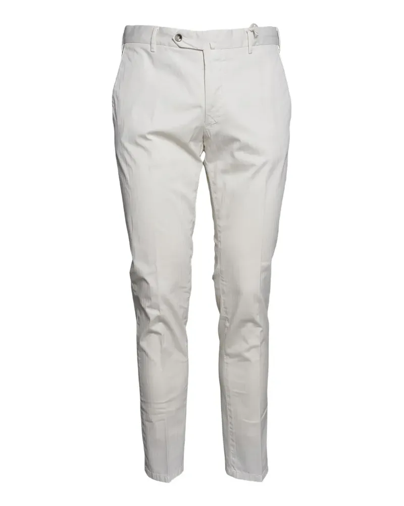 Luigi Bianchi Mantova Ray herringbone-pattern slim-fit trousers - Nude Nude