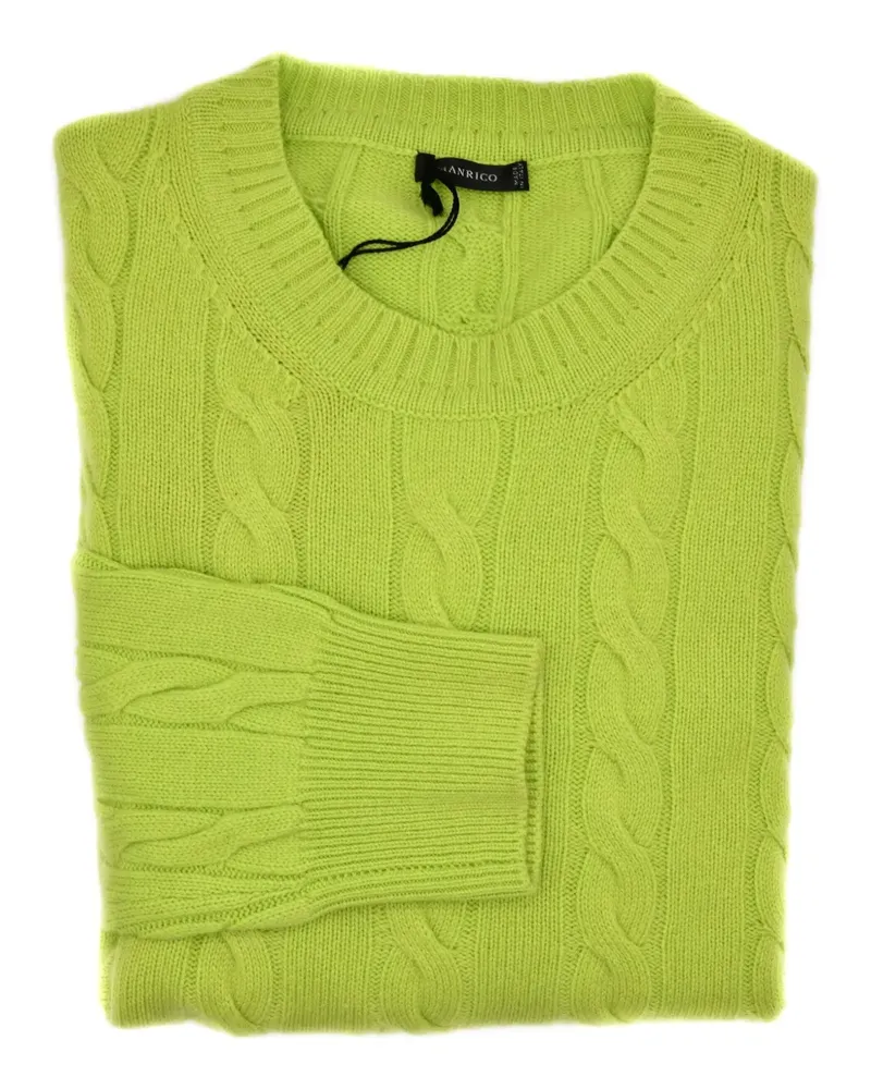Manrico Cashmere Klassischer Kaschmirpullover - Grün Grün