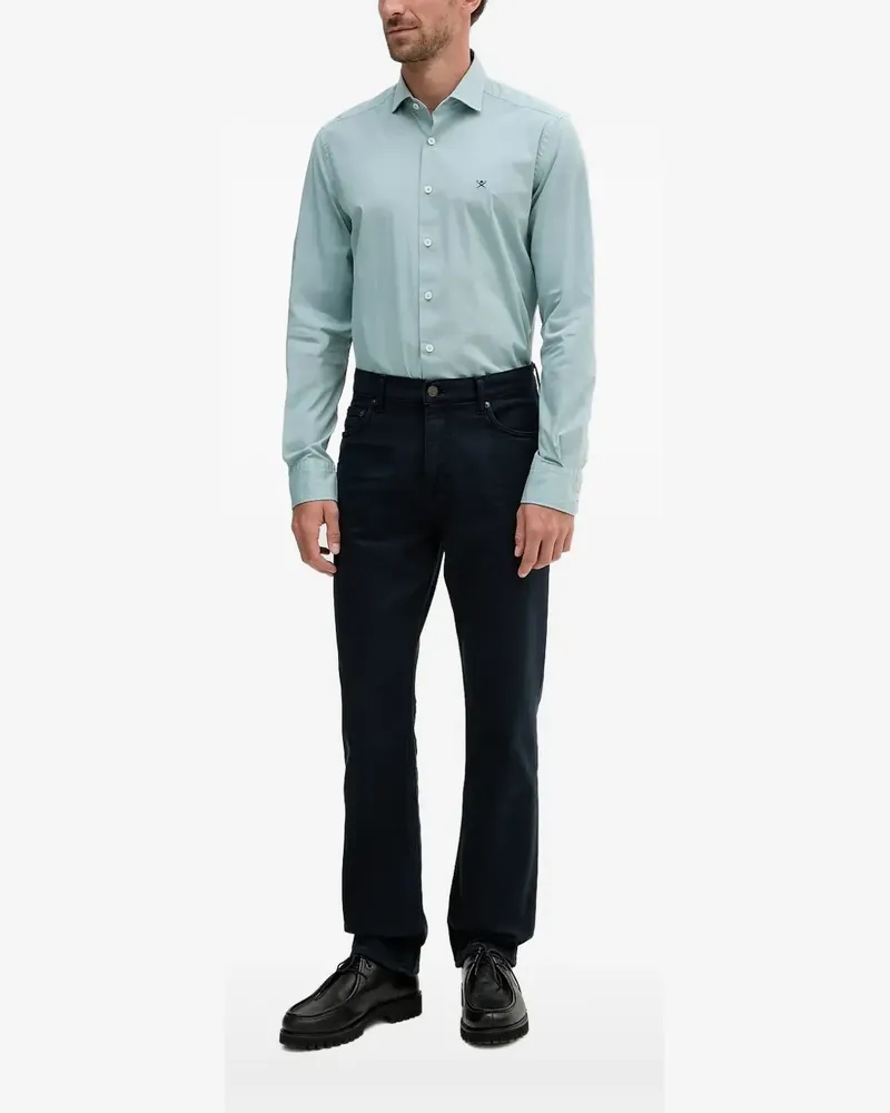 Hackett Hemd mit Logo-Stickerei - Blau Blau