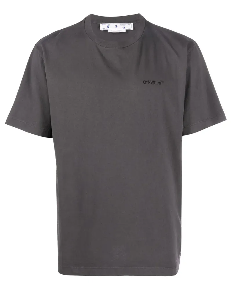 OFF-WHITE T-Shirt mit diagonalen Streifen - Schwarz Schwarz