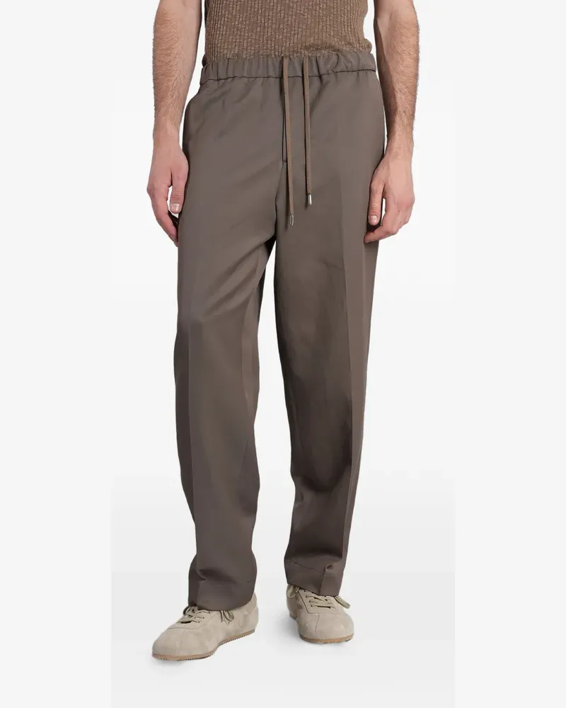 Costumein drawstring-waist pressed-crease trousers - Braun Braun