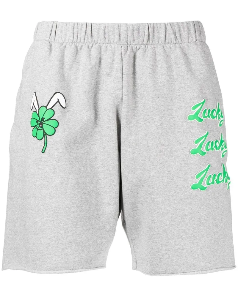 Natasha Zinko Joggingshorts mit "Lucky"-Print - Grau Grau