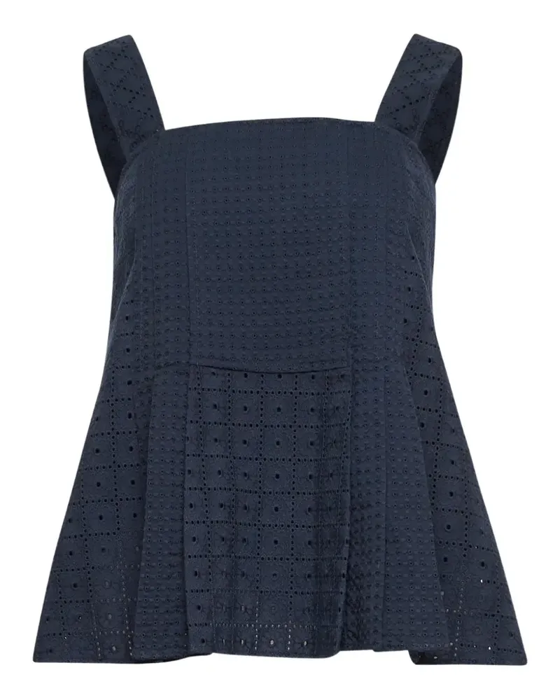 3.1 phillip lim broderie-anglaise pleated top - Blau Blau