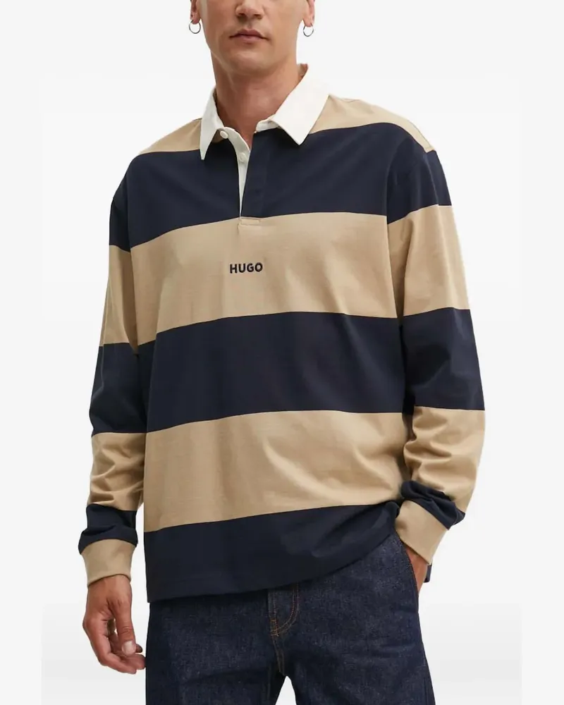 HUGO BOSS Poloshirt mit gestreiftem Kragen - Blau Blau