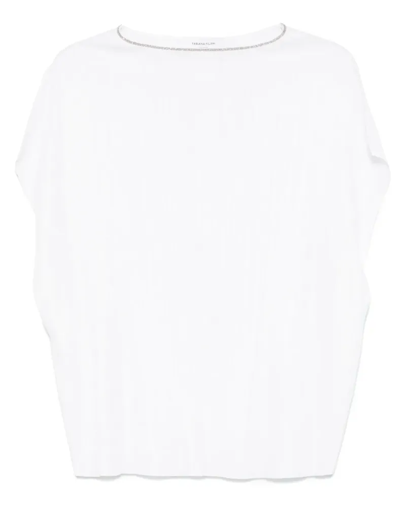 Fabiana Filippi T-Shirt mit Perlen - Weiß Weiß