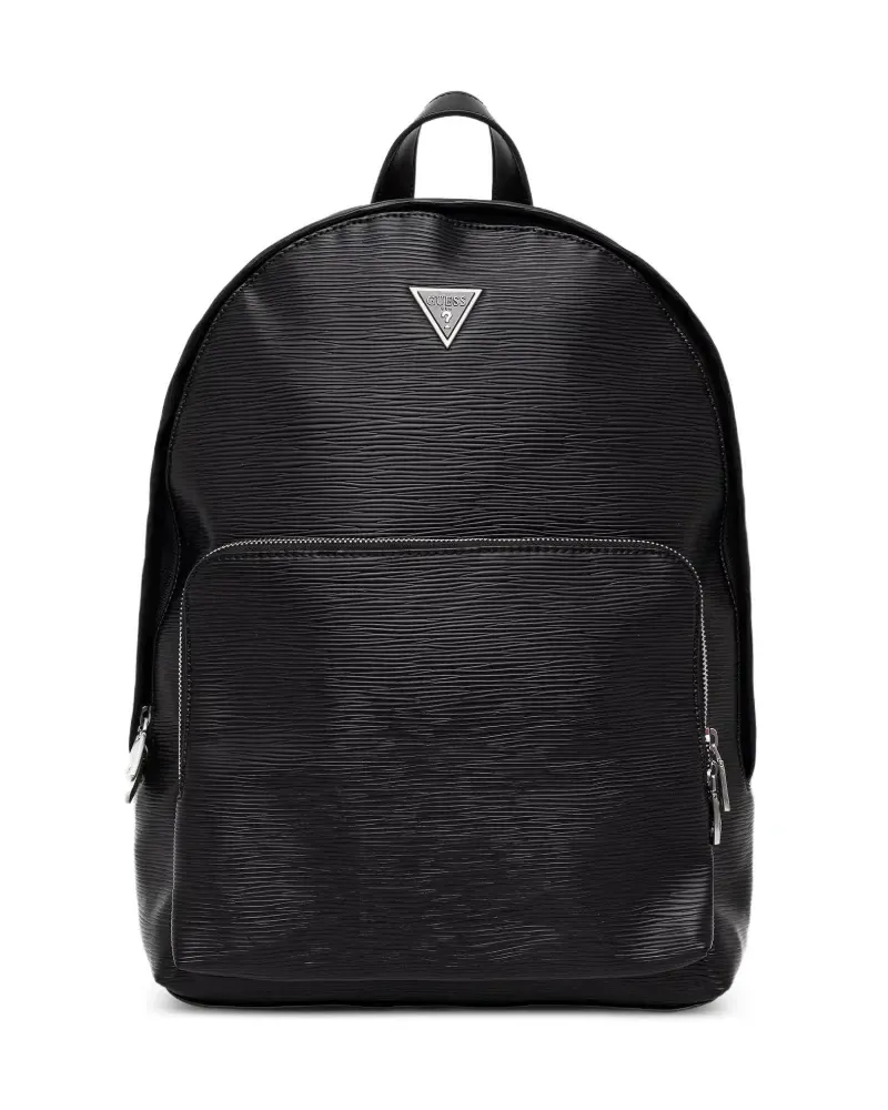 Guess Milano textured logo-plaque backpack - Schwarz Schwarz