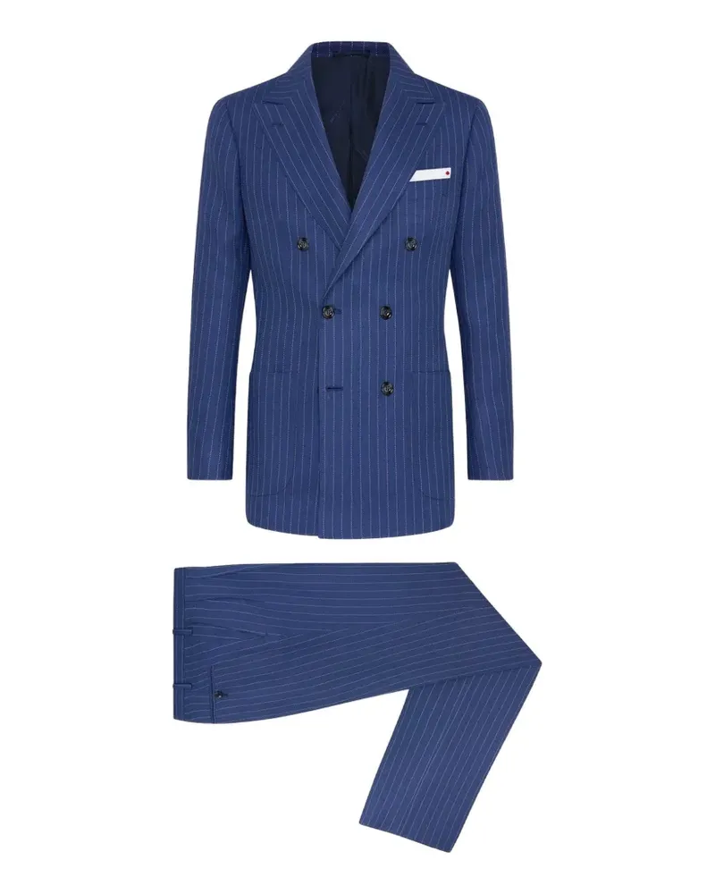 Kiton Doppelreihiger Anzug mit Nadelstreifen - Blau Blau