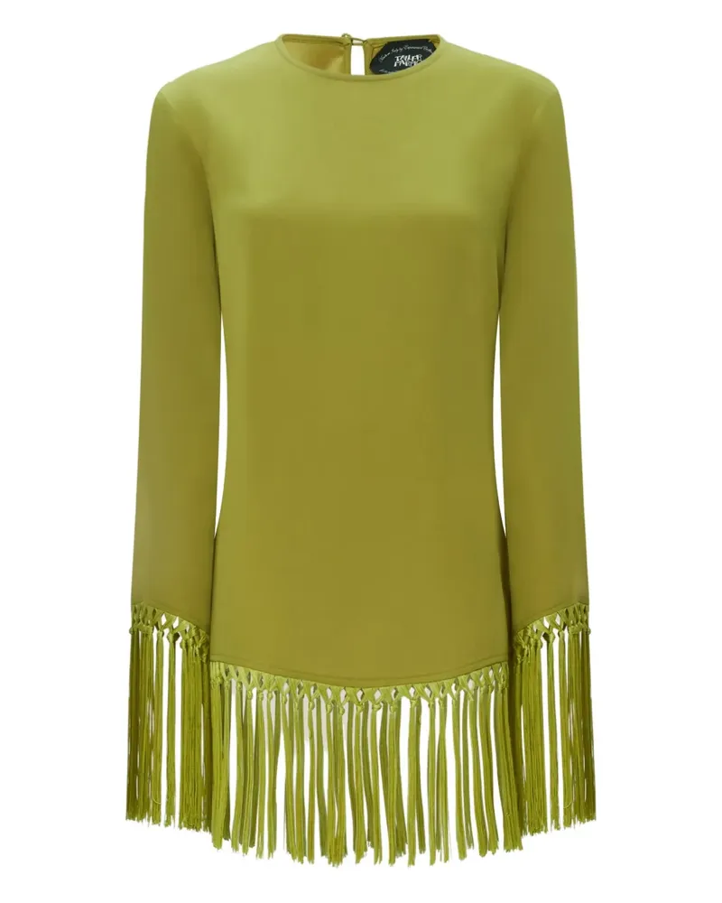 Taller Marmo Langärmeliges Kleid mit Fransen - Grün Grün