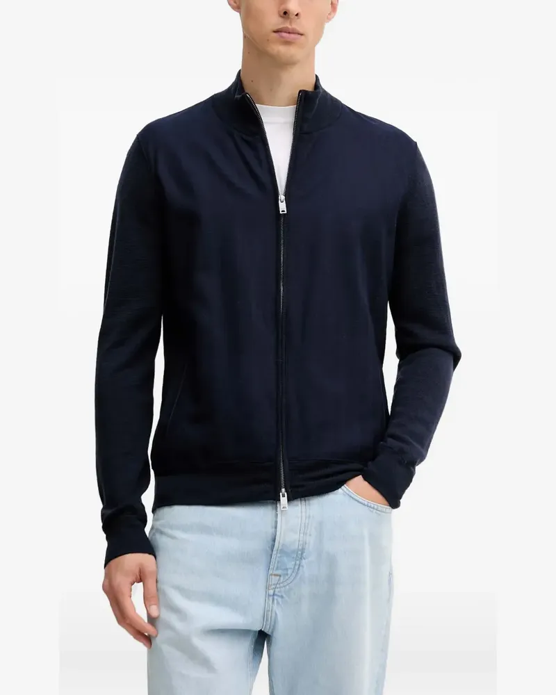 Hackett zip mock-neck cardigan - Blau Blau