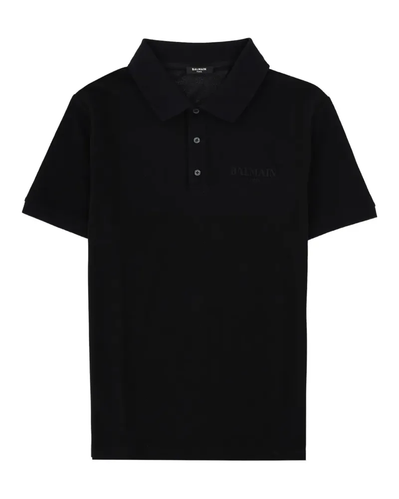 Balmain logo-embroidered polo shirt - Schwarz Schwarz