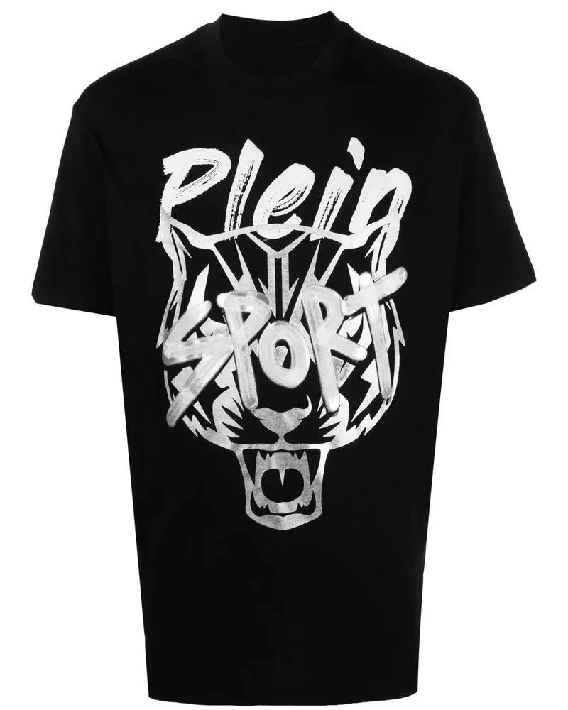 Philipp Plein T-Shirt mit Tigerkopf - Schwarz Schwarz