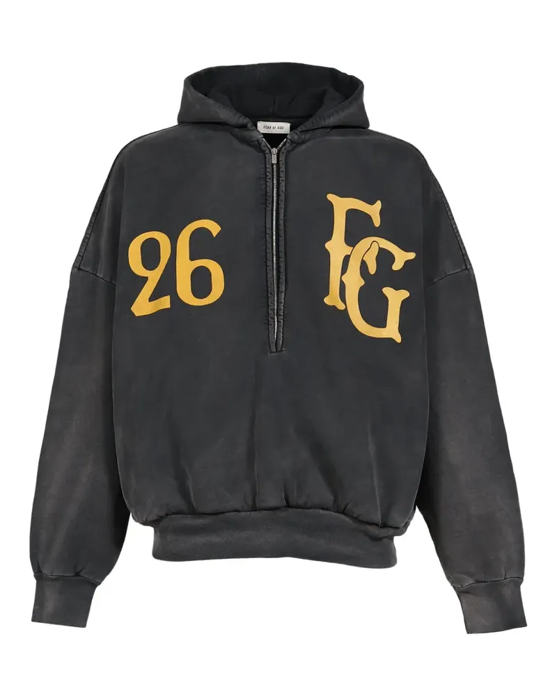 Fear of God Baseball Club Hoodie mit kurzem Reißverschluss - Schwarz Schwarz