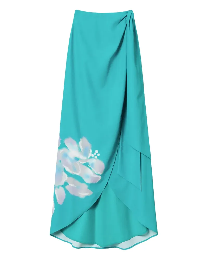 Twin-Set Wickelrock mit Blumen-Print - Blau Blau