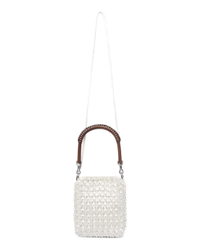 Self-Portrait Mini Tote Bag mit Glasverzierung - Weiß Weiß