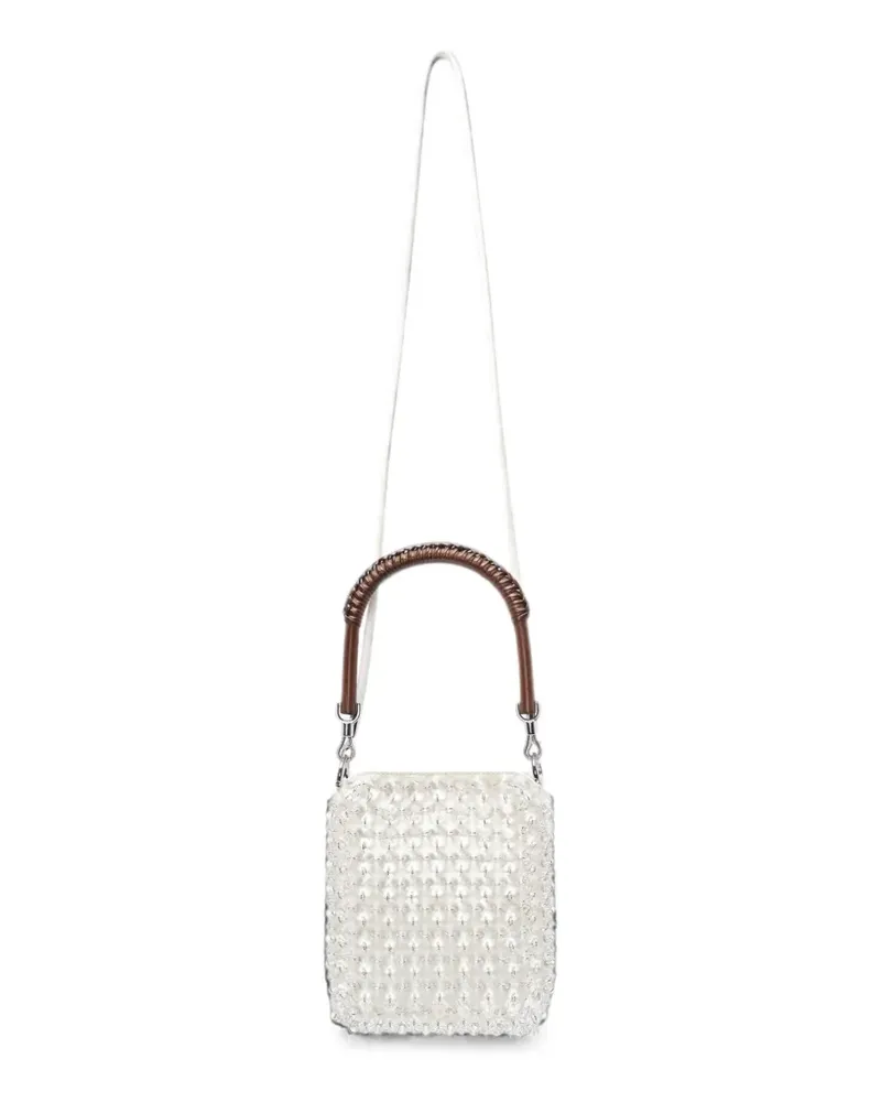 Self-Portrait mini glass-embellished tote bag - Weiß Weiß