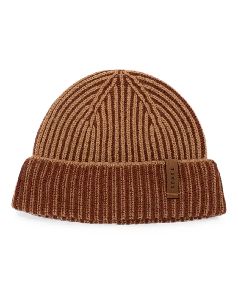 SEASE ribbed-knit beanie hat - Nude Nude