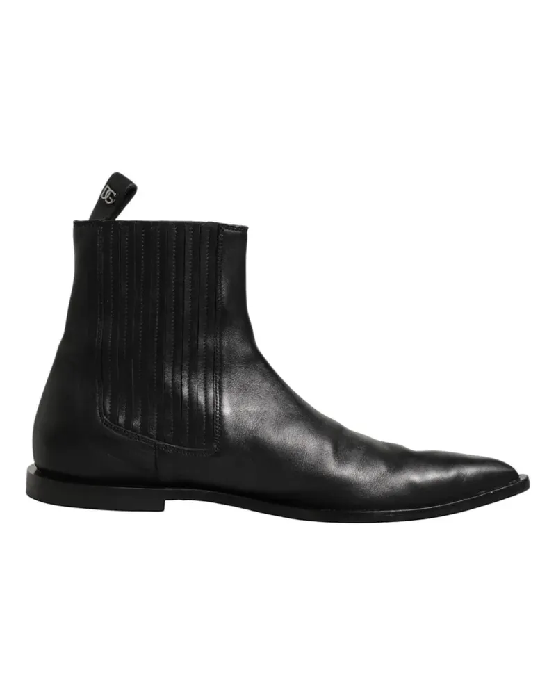 Dolce & Gabbana Knöchelhohe Lederstiefel - Schwarz Schwarz