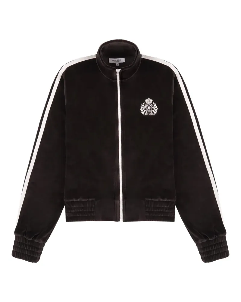 SPORTY & RICH NY Crest Elio striped zip-up track jacket - Braun Braun