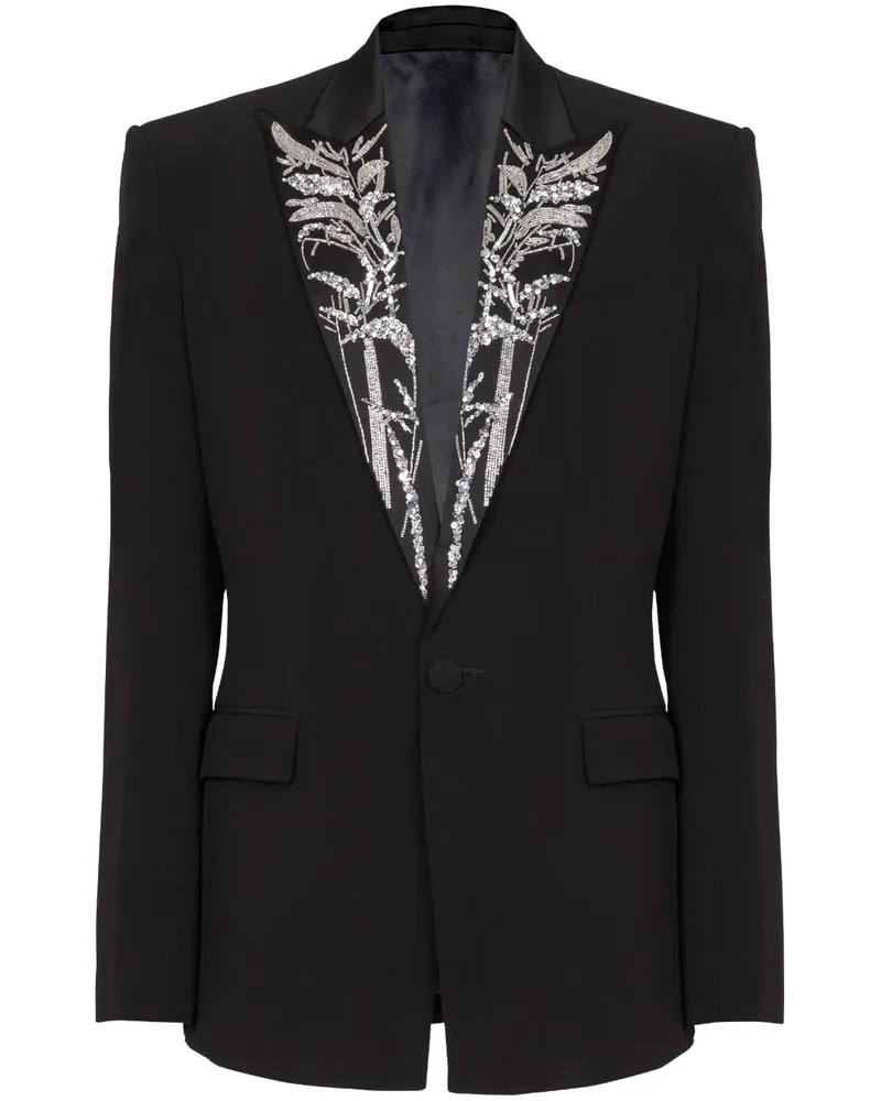 Balmain Einreihiges Sakko mit Bamboo-Stickerei - Schwarz Schwarz