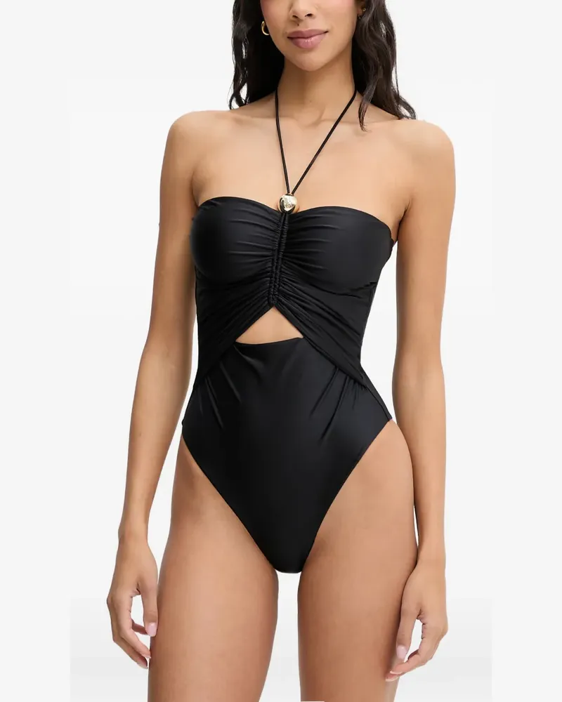 Patrizia Pepe cut-out ruched swimsuit - Schwarz Schwarz