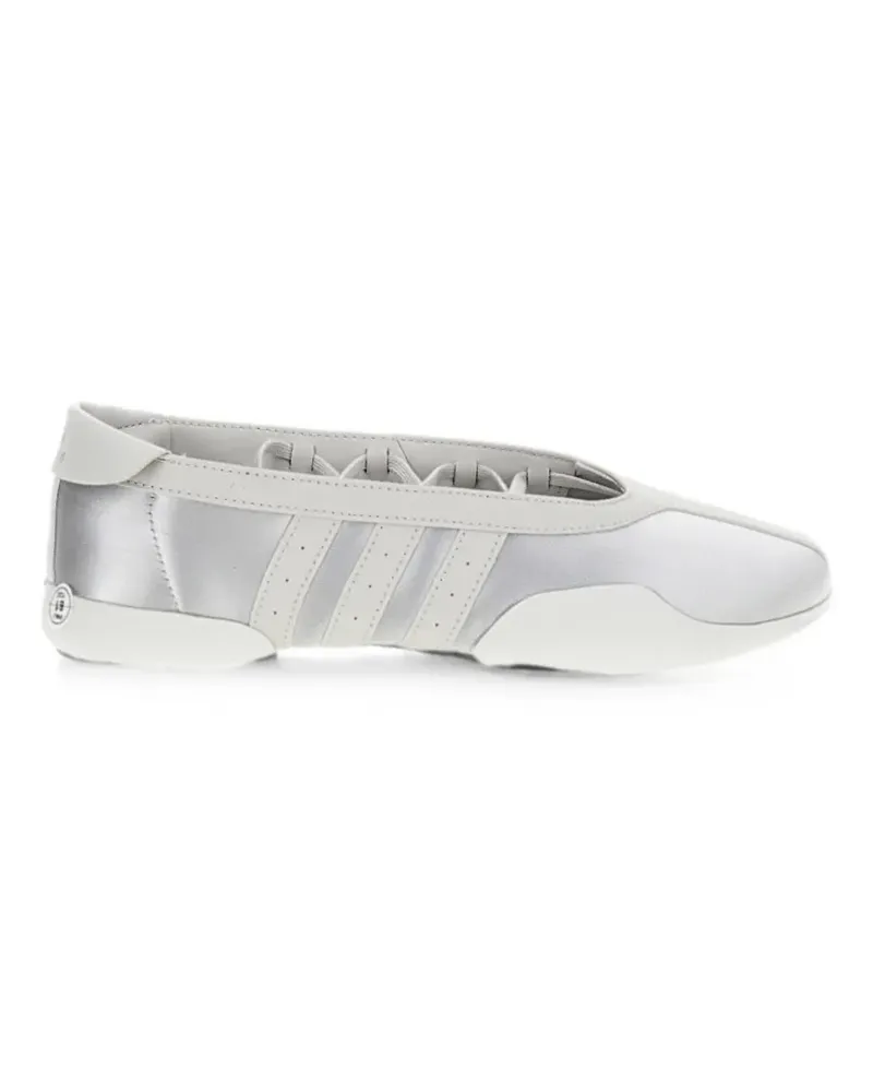 adidas lace-up logo-patch ballet flats - Silber Silber
