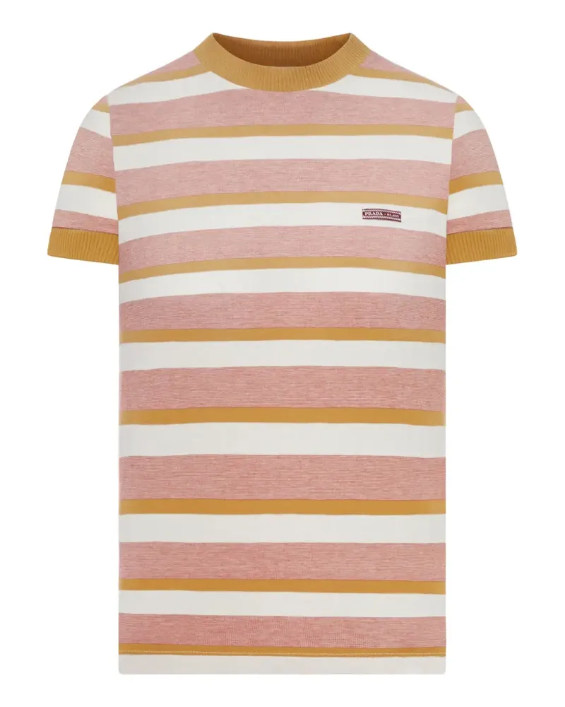 Prada striped ribbed-knit T-shirt - Rosa Rosa