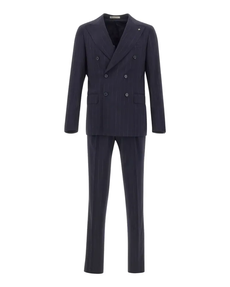 Corneliani pinstripe-print double-breasted suit - Blau Blau
