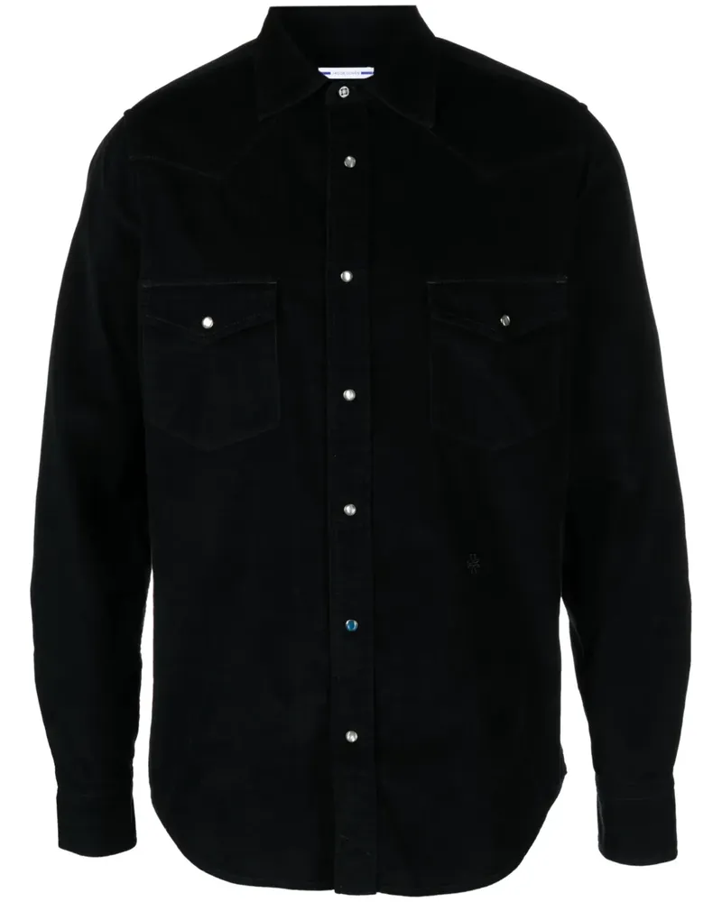 Jacob Cohën Westernhemd aus Samtcord - Schwarz Schwarz