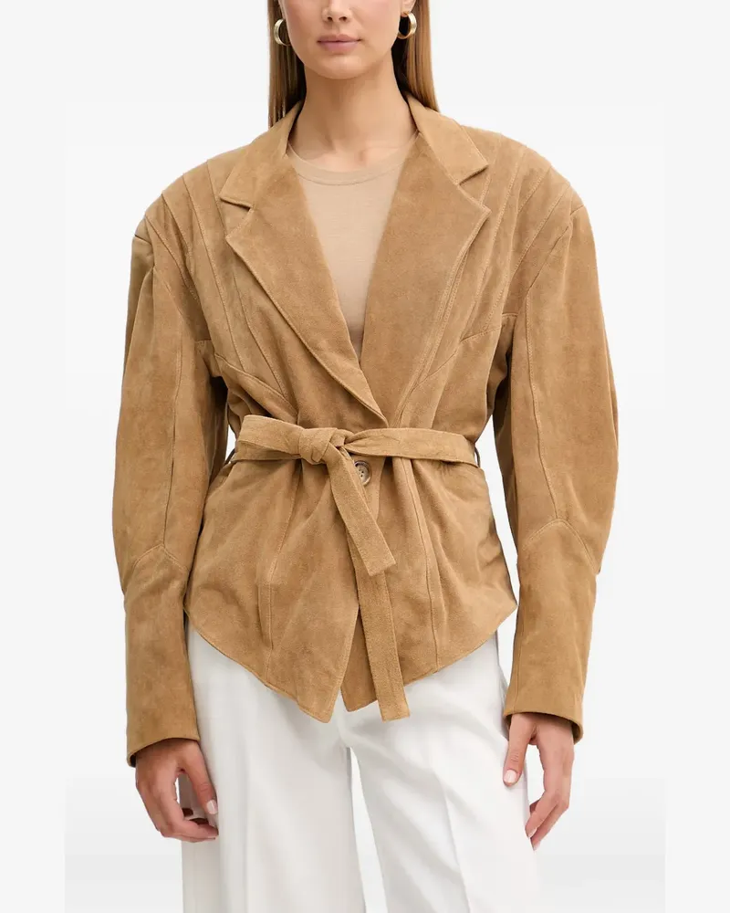 VICOLO belted suede jacket - Nude Nude