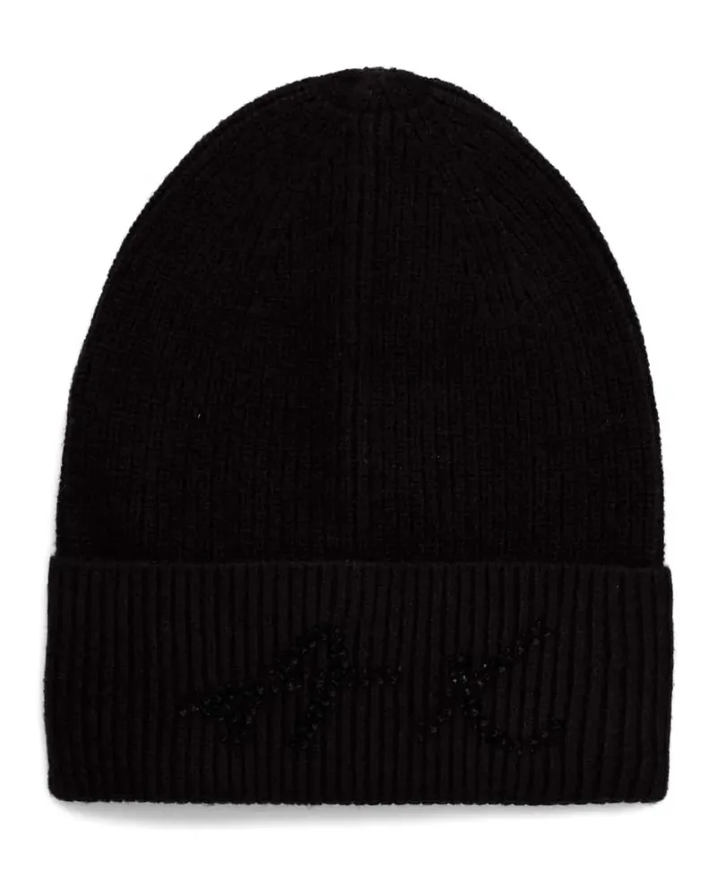 Armani Exchange rhinestone-logo beanie hat - Schwarz Schwarz