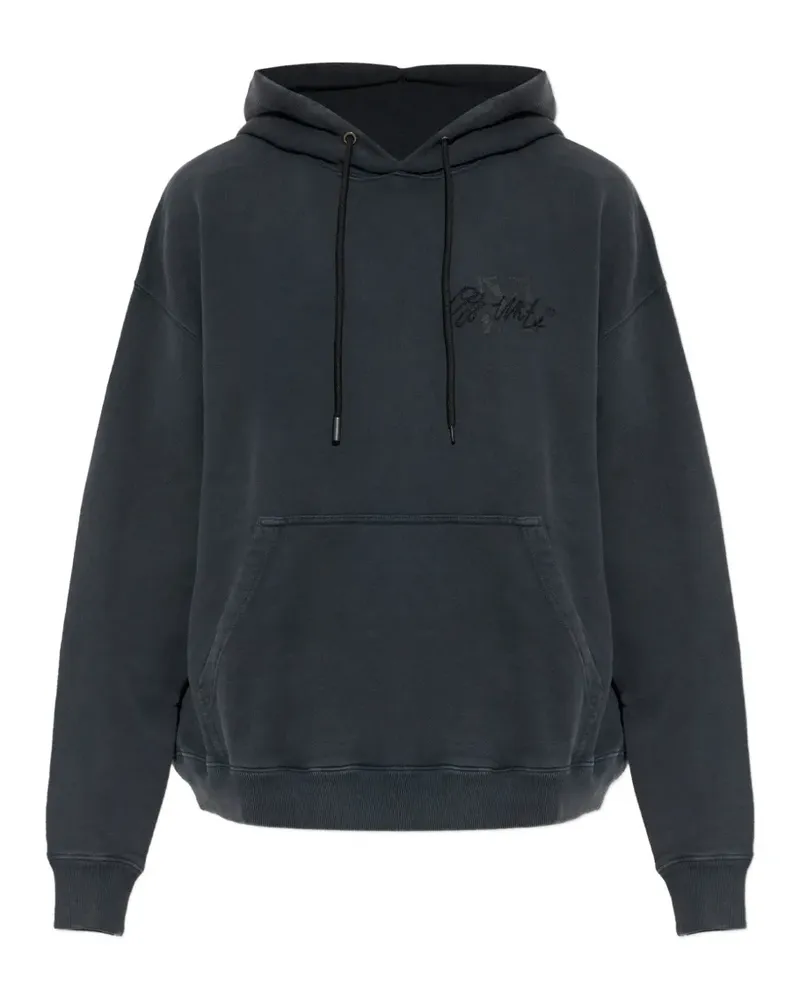 OFF-WHITE logo-embroidered cotton hoodie - Grau Grau