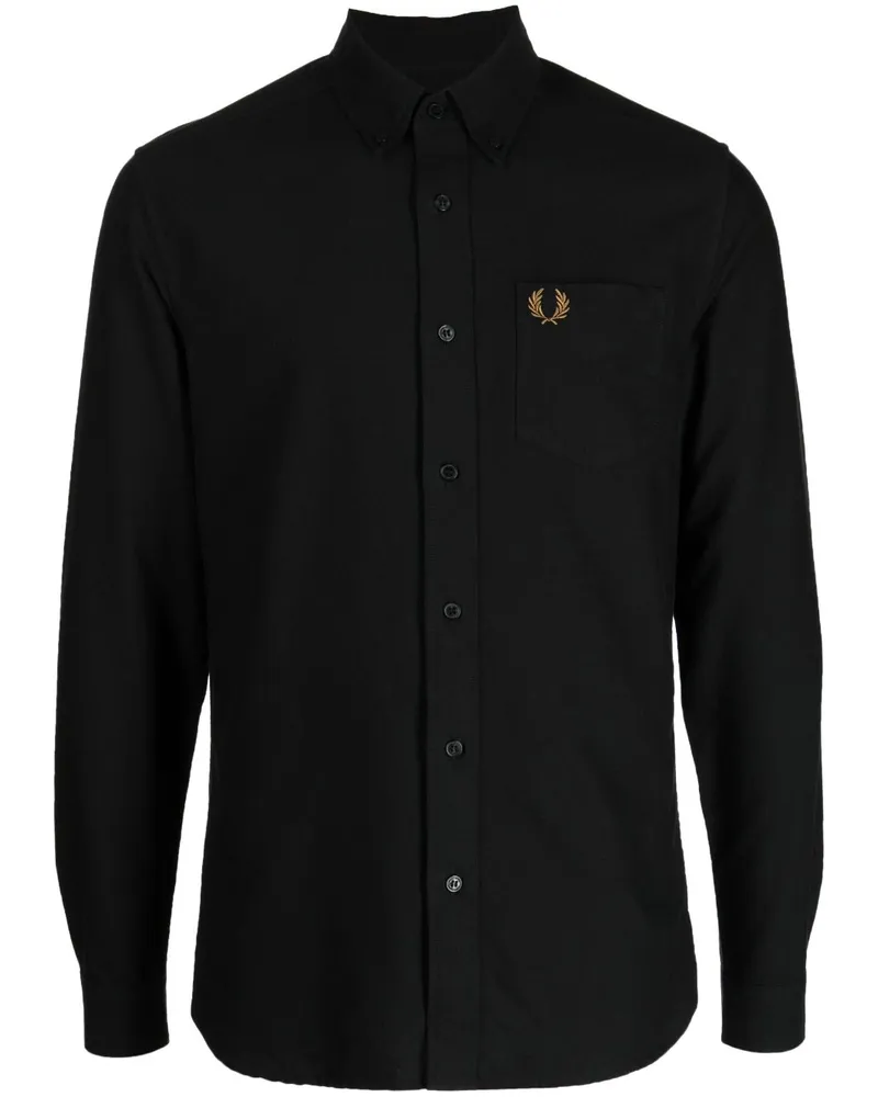 Fred Perry Besticktes Oxford-Hemd - Schwarz Schwarz