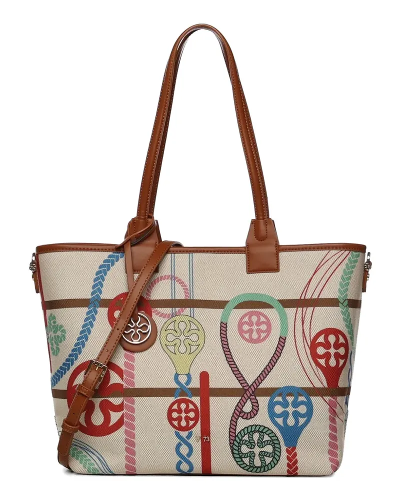 V°73 Shopper mit Print - Nude Nude